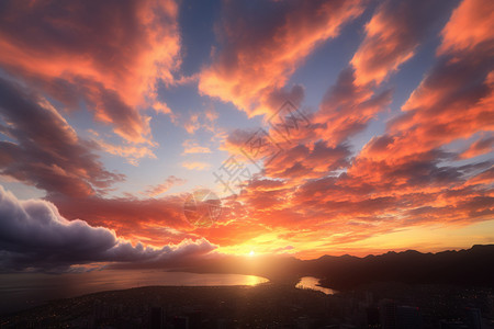 阳光照射着天空图片