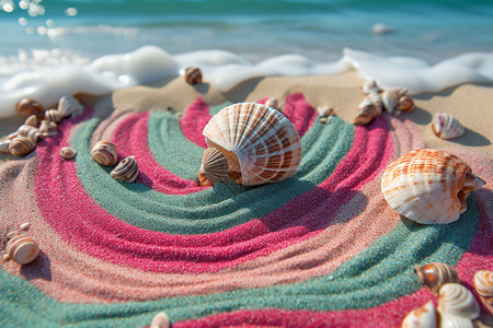 夏日沙滩的贝壳图片