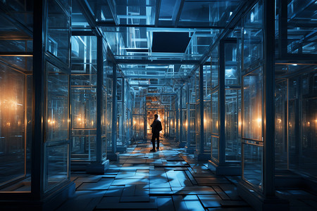 蓝色透明的梦幻走廊图片