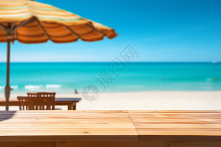 夏日海滩的遮阳伞图片