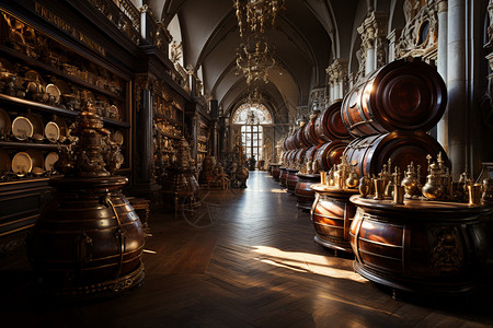 古堡的红酒储藏室图片
