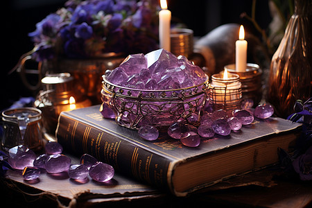 紫水晶的装饰品背景图片
