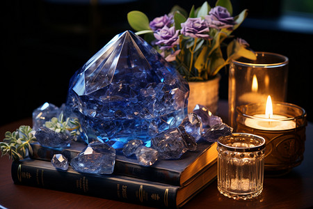 神奇的蓝色水晶簇图片