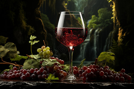 红酒与葡萄的照片背景图片