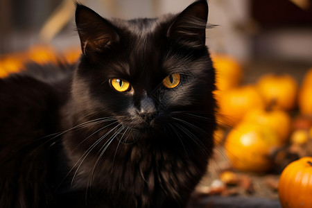 猫风素材一只风中的黑猫背景
