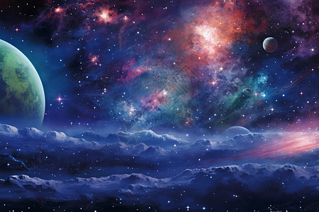 神秘的画绚丽多彩的宇宙星云设计图片