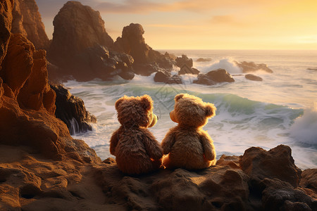 熊的海边度假生活图片