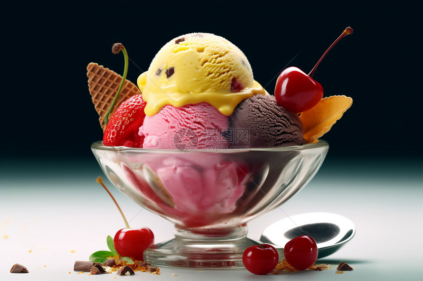 美味的冰淇淋杯图片