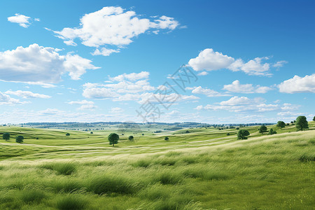 草原宁静天蓝背景背景图片