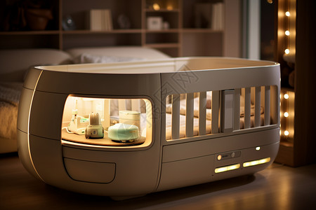 舒适的科技智能婴儿床背景图片