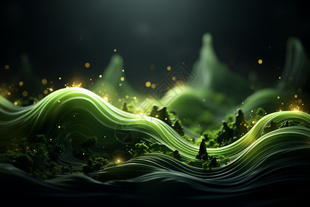 抽象绿色波浪山峦背景背景图片