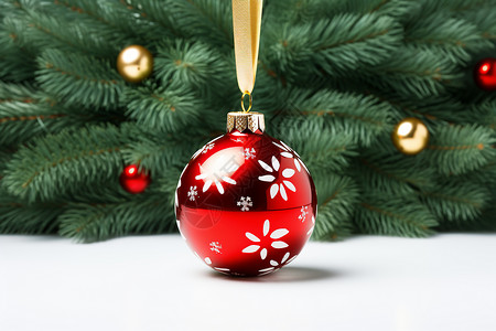 圣诞树上悬挂的装饰球图片