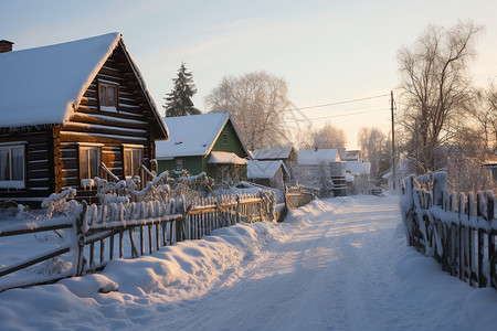冬季雪后宁静的山村图片