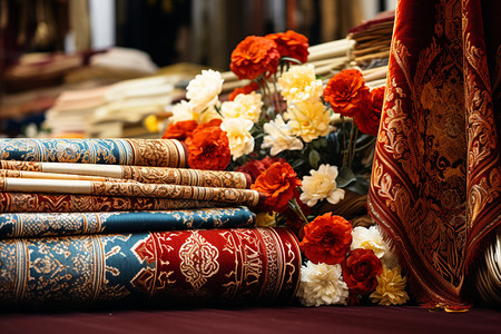 传统手工花纹传统花纹的手工织物背景