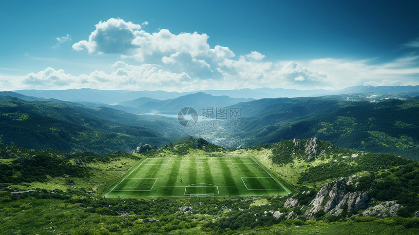 夏季山顶的足球场图片