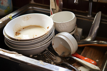 陶瓷碗碟厨房里的碗碟背景