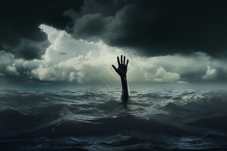 溺水救援伸出的一只手设计图片
