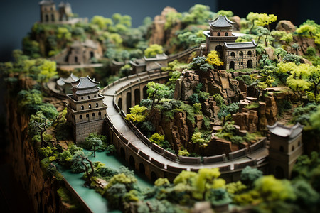 中国古迹倾斜的远景设计图片