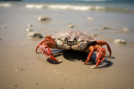 螃蟹悠然沙滩背景图片