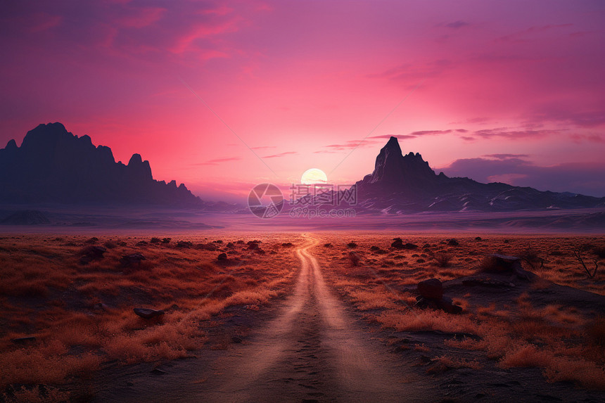 夕阳下沙漠图片