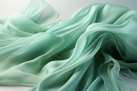 蓝色丝巾绿色抽象丝绸背景插画