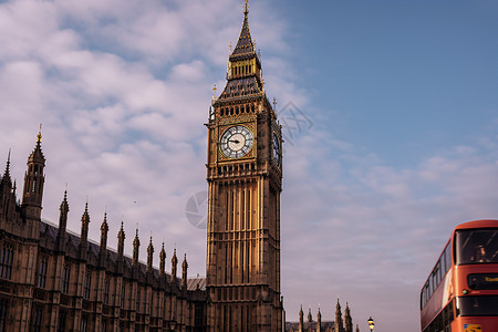 巴士标志伦敦标志大本钟背景