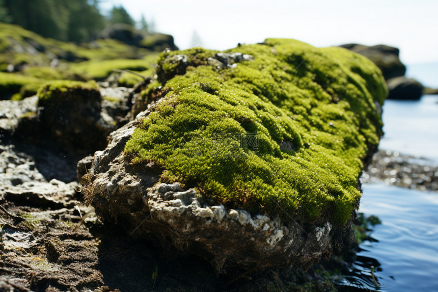 海岸边覆盖的苔藓图片