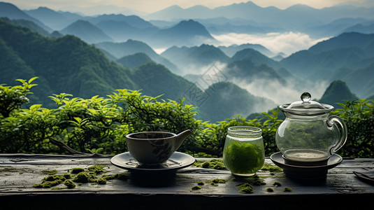岩茶茶干山顶茶园风景背景