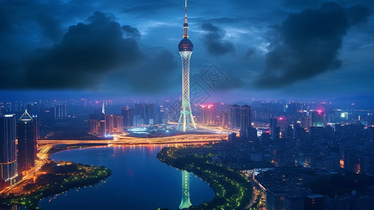 夜景广州塔背景图片