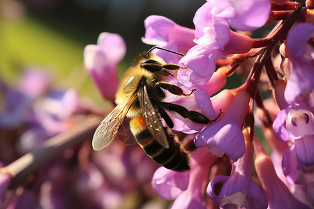 蜜蜂采蜜背景图片