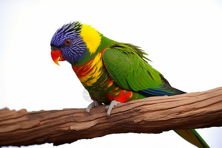 彩虹翅膀枝头上的小鹦鹉背景