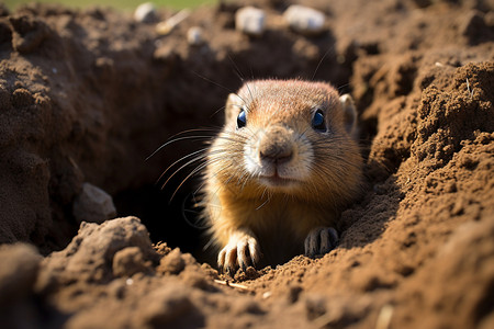 土地挖洞的小动物高清图片