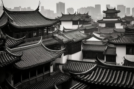 中国古建筑屋顶背景图片