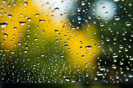 秋日玻璃上的雨滴图片