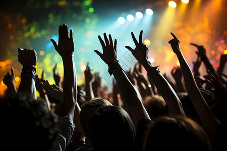 音乐节中举手的粉丝背景图片