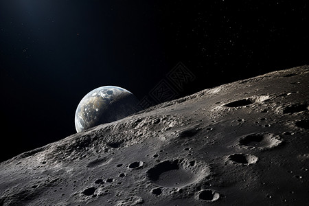 月球脚印月球表面的视角插画