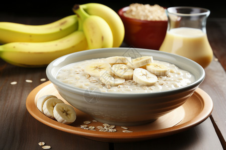 健康营养的香蕉麦片图片