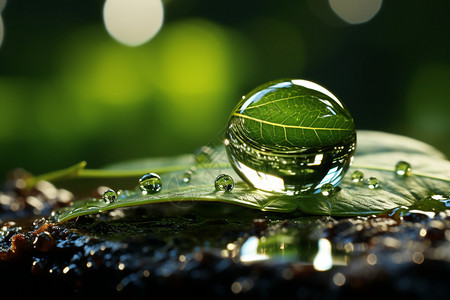 叶子上的水滴绿色树叶上的水滴设计图片