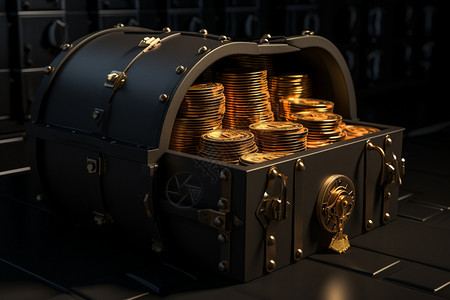 金币箱子箱子里的金融货币背景