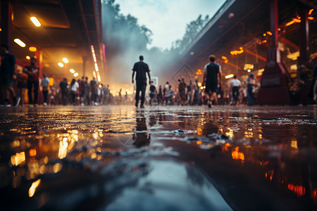 道路上行走的行人图片