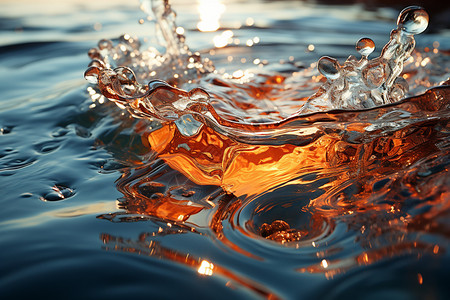 太阳初起飞溅的液体水花设计图片