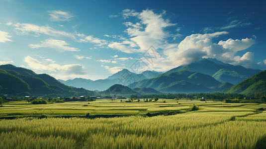 种植着水稻的农田图片