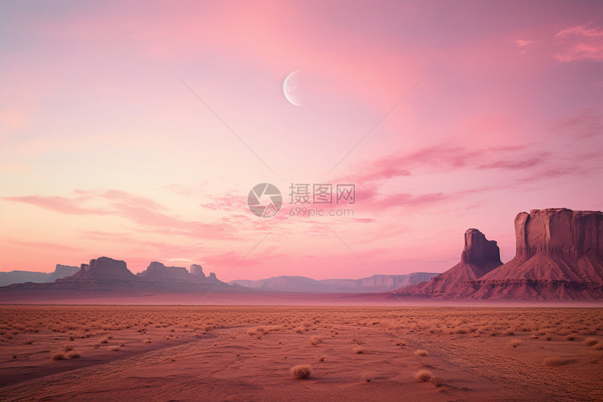 黄昏的沙漠风景图片