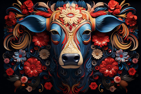 设计的文化牛头背景图片