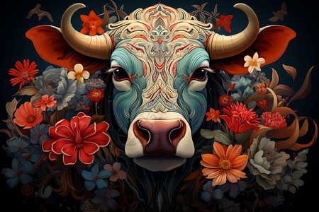 牛年设计的牛头背景图片