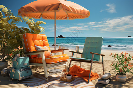 海边度假坐的椅子图片