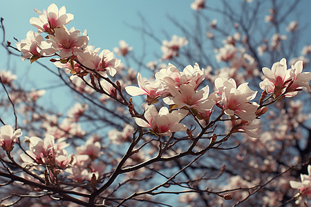晨曦下的盛开的樱花图片