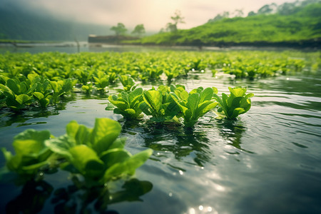 生长在水中的植物背景图片