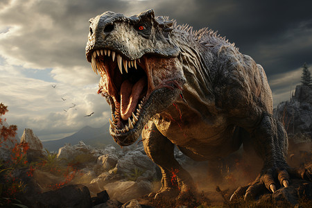 怒吼的恐龙背景图片