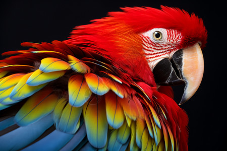 色彩斑斓的鹦鹉在黑色背景背景图片